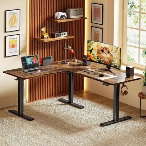 L Shaped Standing Desk with Power Outlets