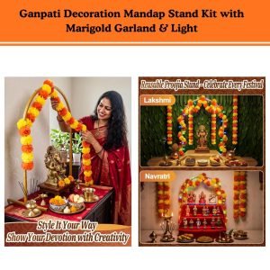 Ganpati Decoration Mandap Stand Kit with Marigold Garland & Light