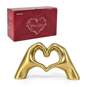 Gold Resin Heart Hands Sculpture