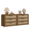 Wide Large Rattan Nightstand Set