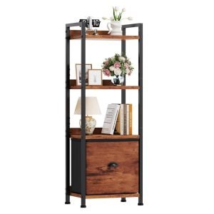 4 Tier Bookshelf with Fabric Drawer