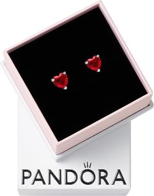 PANDORA Red Heart Stud Earrings