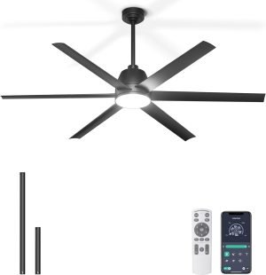 65-Inch Black Ceiling Fan with Lights 