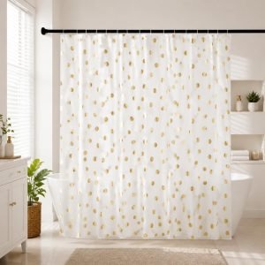 Gold Shower Curtain with Hooks