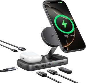 USB-C Hub with 15W Wireless Charger 