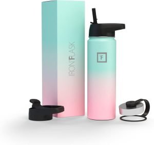 22 oz Wide Mouth Water Bottle with 3 Lids
