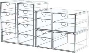 4-Pack Acrylic 16-Drawer Storage