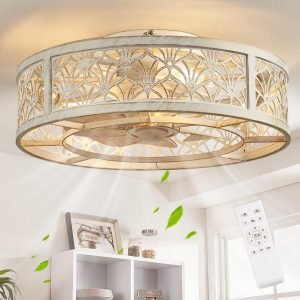 18″ Caged Ceiling Fan with Light