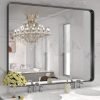 48×36″ Black Metal-Framed Bathroom Mirror