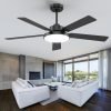 52-Inch Black Ceiling Fan with Light & Remote