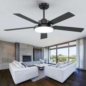 52-Inch Black Ceiling Fan with Light & Remote