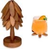Wooden Tree-Shaped Coasters Set