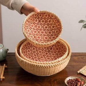 Set of 3 Round Wicker Fruit Baskets