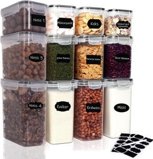 12-Piece Clear Airtight Storage Jars Set
