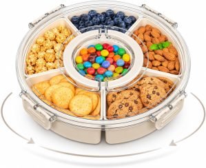 Rotating Snackle Box Container with Clear Snap-On Lid