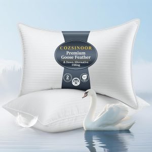 Goose Down Feather Pillows Set of 2