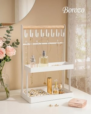 4-Tier Jewelry Organizer Stand with 12 Hooks