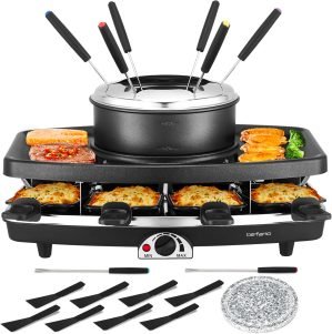 Electric Raclette Grill With Fondue Pot