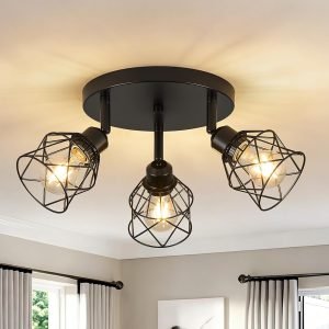 3-Light Black Farmhouse Ceiling Light