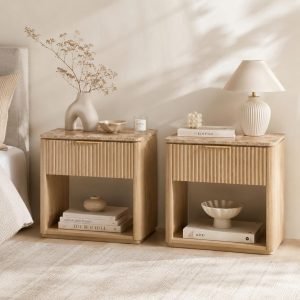  Fluted Nightstand Set of 2