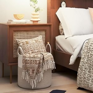 Large Natural Rope Woven Storage Basket with Handles 