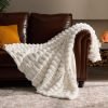 BEDELITE Faux Fur Cream Throw Blanket