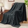 Black Fleece Throw Blanket for Couch