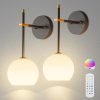 Black and Gold Battery Operated Wall Sconces Set of 2