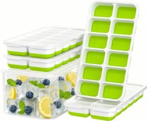 Ice Cube Tray with Lid and Bin 4-Pack