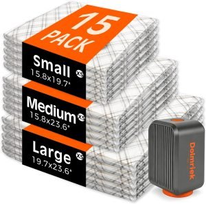 15-Pack Travel Vacuum Bags with Pump