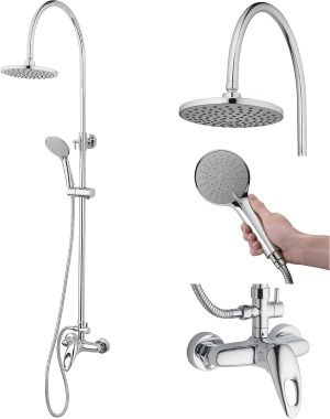 Homewerks Shower Kit with 8″ Rain Can & Showerhead Fixture