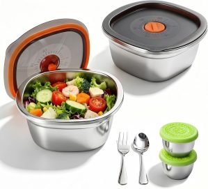 Stainless Steel Salad Bowls for Lunch & Meal Prep