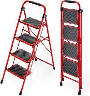 4-Step Folding Ladder with Handrails 
