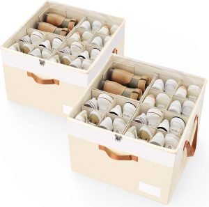 2-Pack Foldable Shoe Storage Organizer Boxes