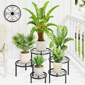 5-Pack Black Metal Plant Stands