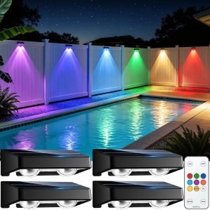 Solar Fence Lights Outdoor with Remote
