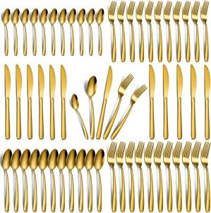 60-Piece Gold Silverware Set