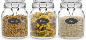 Airtight Glass Jars with Lids, Set of 3