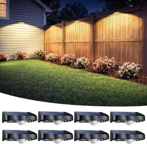 Solar Fence Lights Outdoor with Motion Sensor