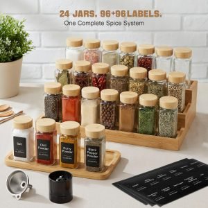 24 Pack Square Glass Spice Jars
