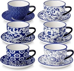 vancasso 8OZ Cappuccino Cups with Saucers