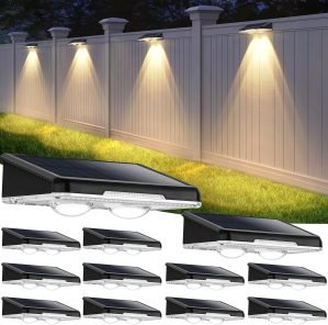 Solar Fence Lights Black 12-Pack