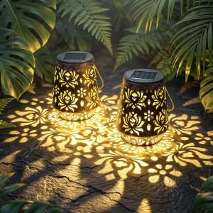 2 Pack Solar Hanging Lanterns Outdoor