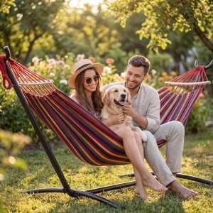 Double Hammock with Heavy-Duty Steel Stand