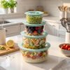 Glass Food Container Set with Glass Lid 4-Pack