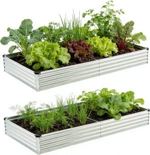 (2 PCS) Galvanized Raised Garden Bed