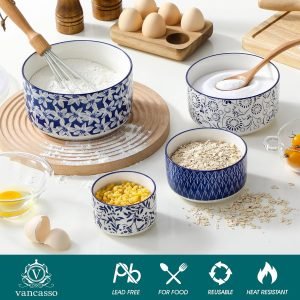 VANCASSO Ceramic Serving Bowls with Lids – Set of 4
