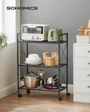 3-Tier Steel Storage Rack with Wheels
