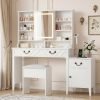 Vanity Desk with Sliding Mirror and Lights
