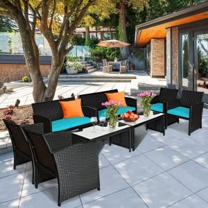 4-Piece Patio Wicker Conversation Furniture Set